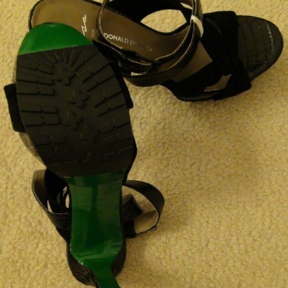 Lisa for Donald Pliner Deryk Black Suede Platform Sandal Heels 8.5M MSRP $285 - Picture 7 of 12